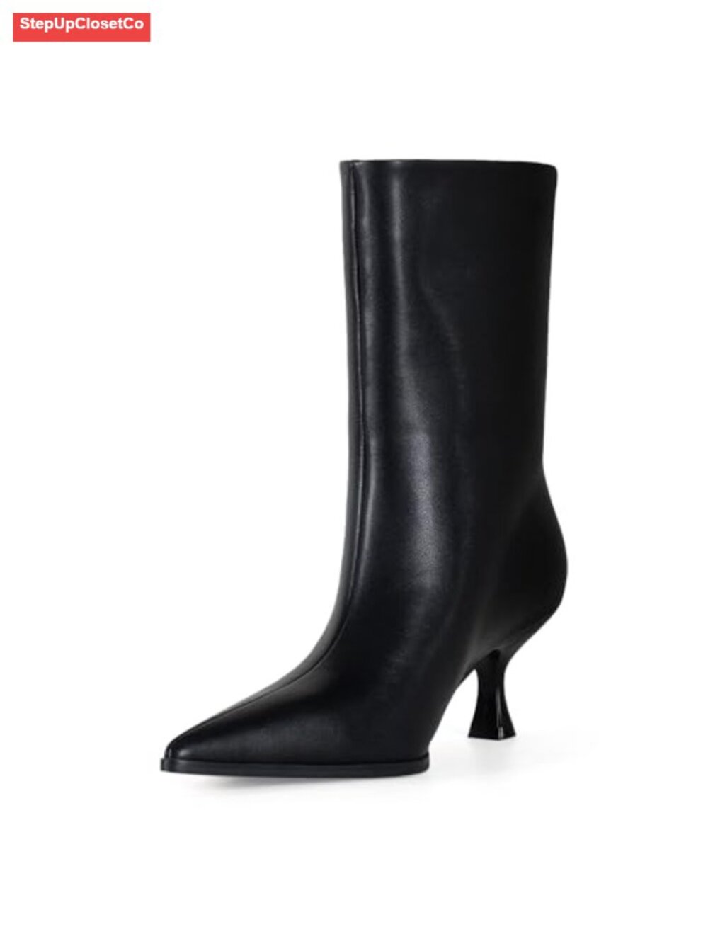 Women's Kitten Heel Boots Pointed Toe Faux Leather Ankle Booties Fall Winter